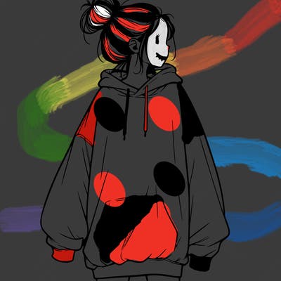 realistic girl with a oversized sweatshirt on and a bun