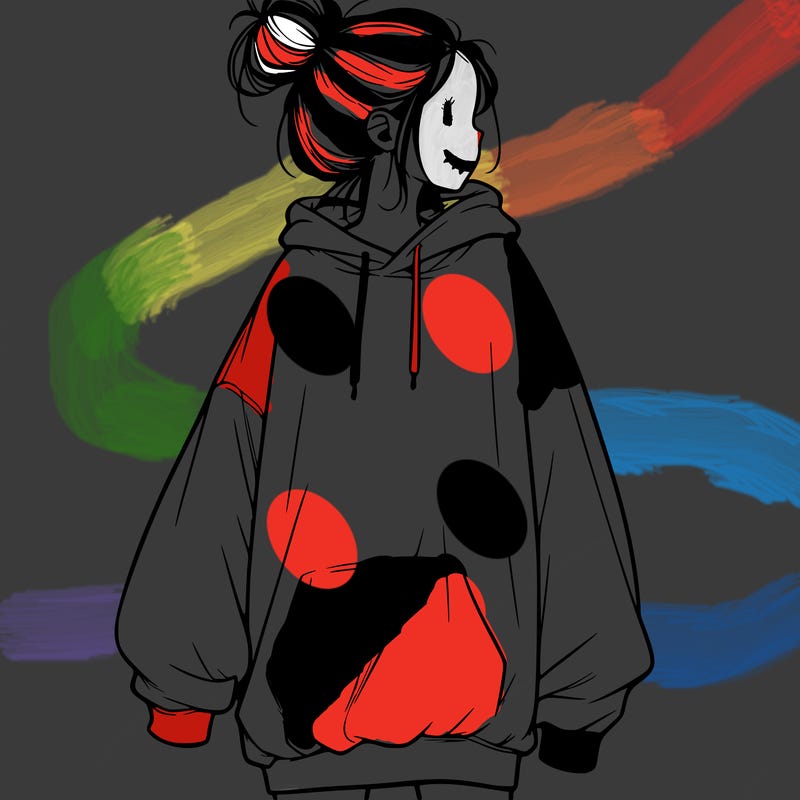 realistic girl with a oversized sweatshirt on and a bun