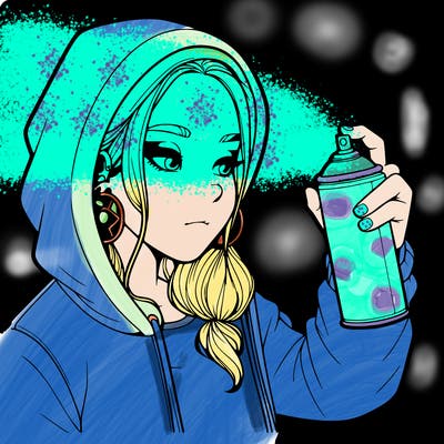 a realistic girl, spray painting