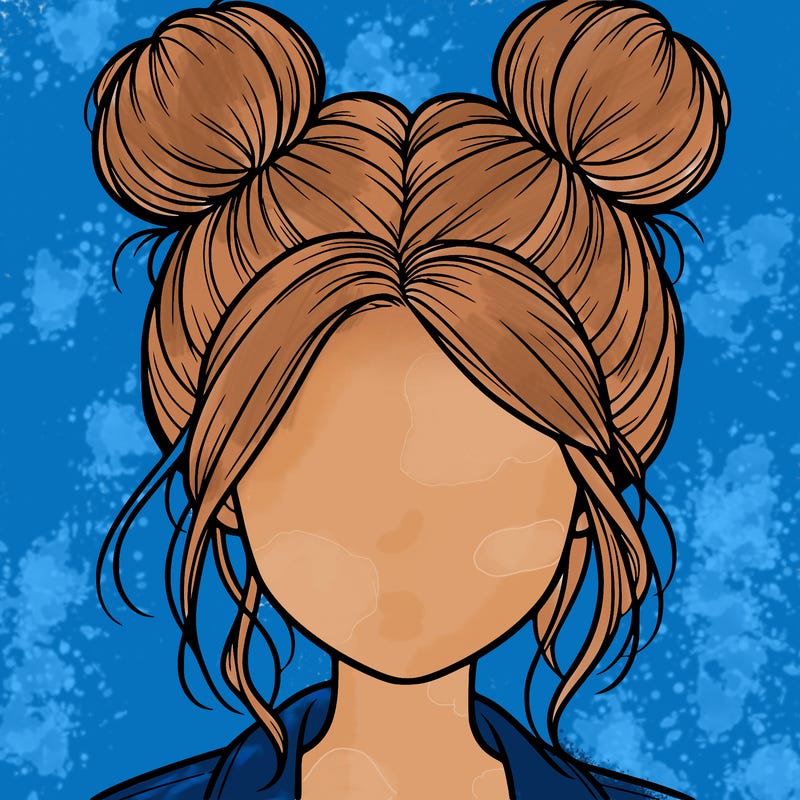 realistic girl with buns on the top of her hair