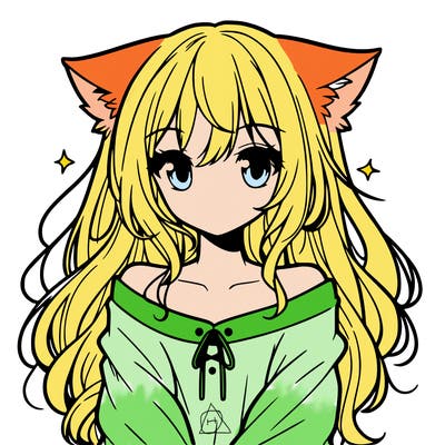 cute anime girl with cat ears