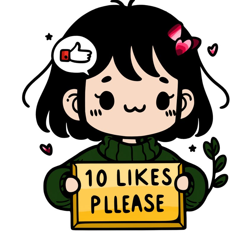 a girl with a sign that says 10 likes please