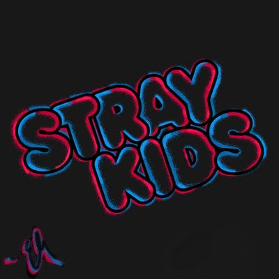 bubble letters saying stray kids