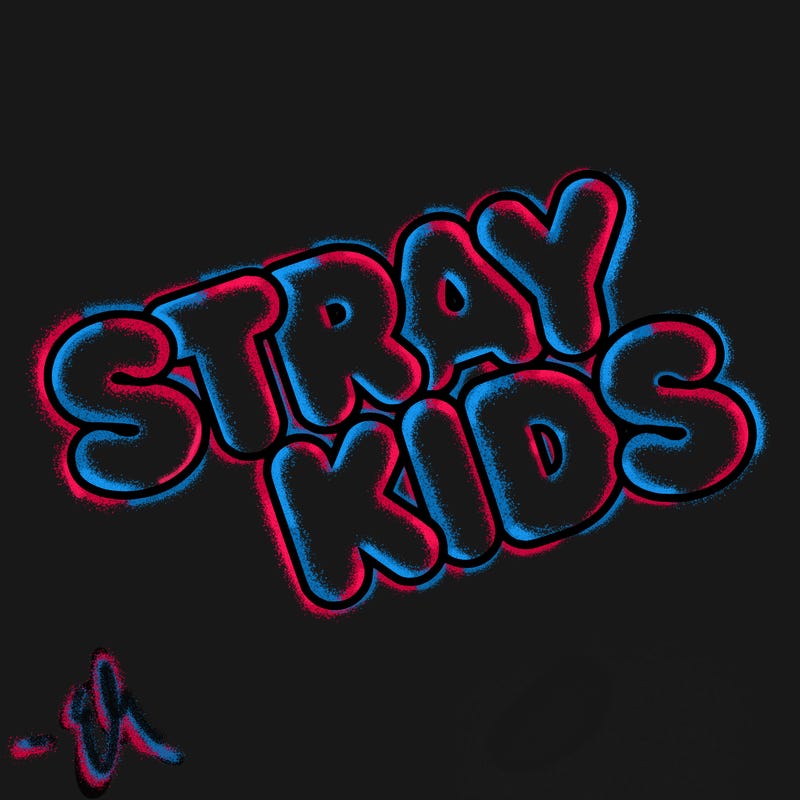 bubble letters saying stray kids