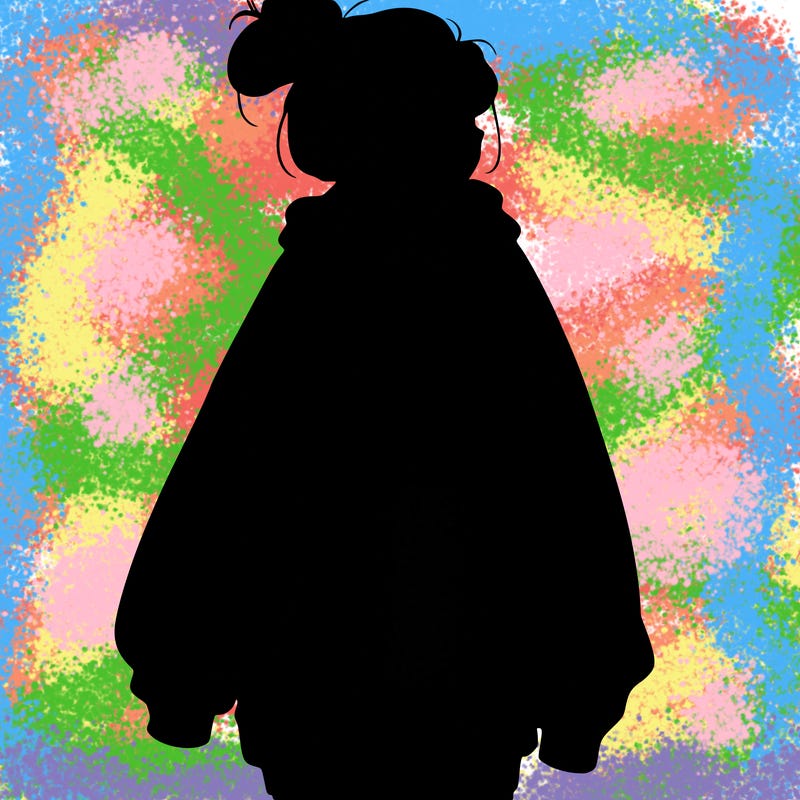 realistic girl with a oversized sweatshirt on and a bun