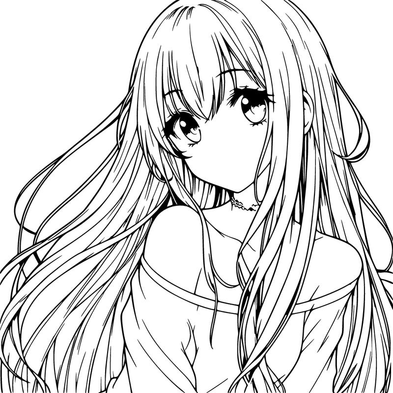 realistic anime girl with really long hair