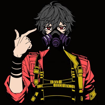 hot anime boy wearing gas mask