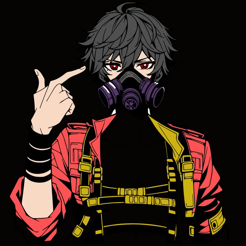 hot anime boy wearing gas mask