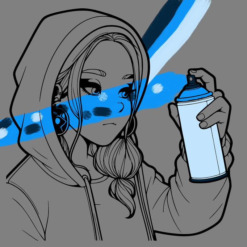 a realistic girl, spray painting