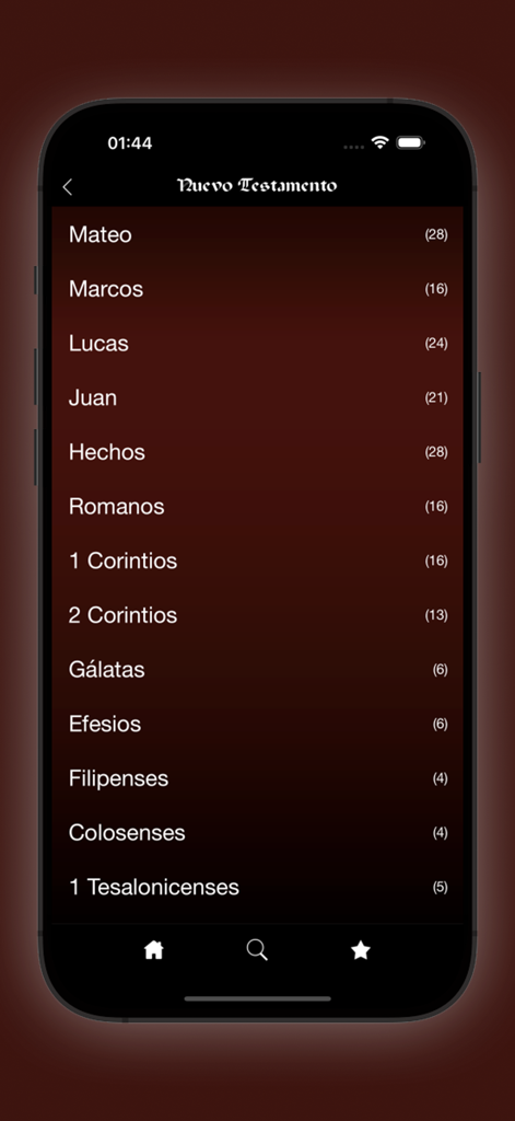 Spanish Bible - Reina Valera - Lista de libros del Nuevo Testamento en la app Spanish Bible Reina Valera
