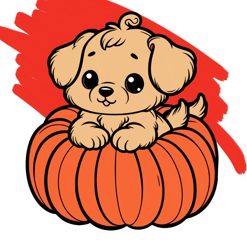 cute little puppy in a pumpkin