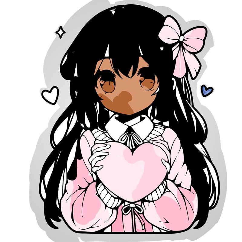 anime girl holding a heart balloon