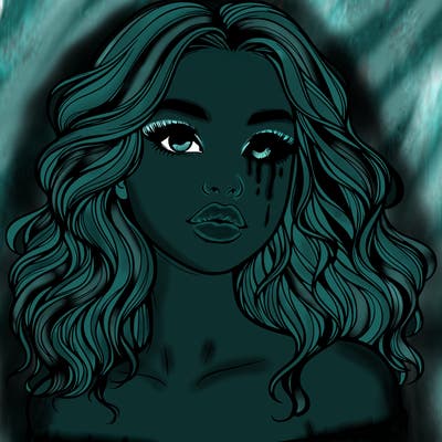 realistic girl with wavy hair and lips