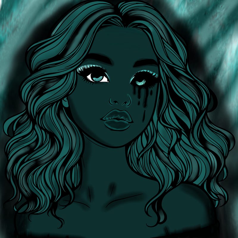 realistic girl with wavy hair and lips