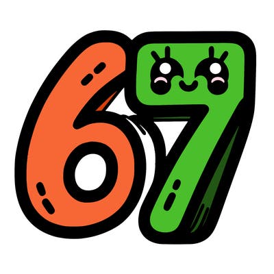 the numbers 67