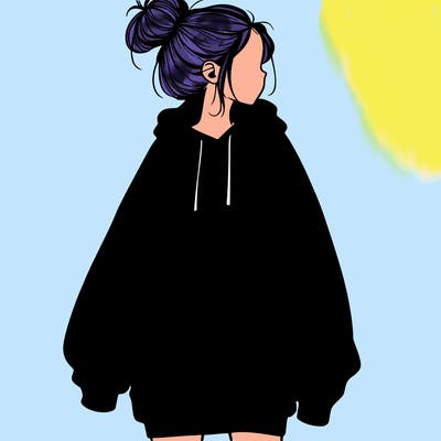 realistic girl with a oversized sweatshirt on and a bun
