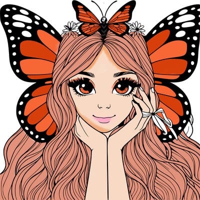butterfly realistic girl