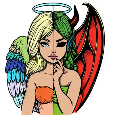 realistic angel half demon