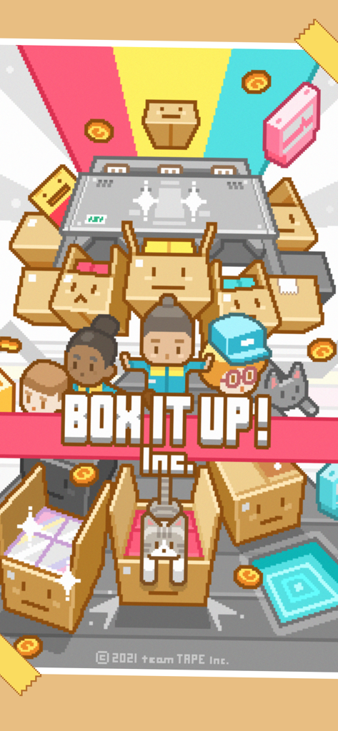 Box It Up! Inc. - Box It Up! Inc. game title screen with colorful pixel art characters and cardboard boxes
