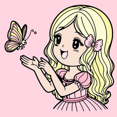 woman playing with butterfly