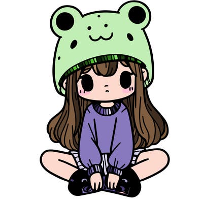 a girl wearing a frog hat and some frog socks