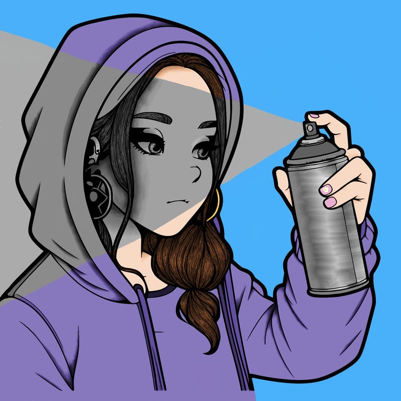 a realistic girl, spray painting