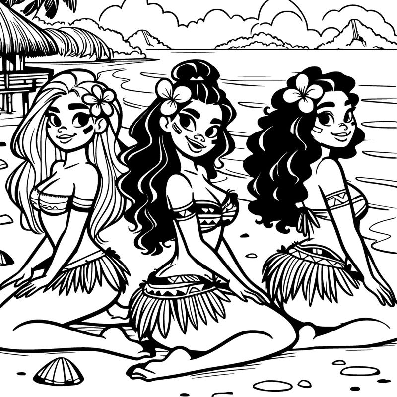 polynesian girls at the beach