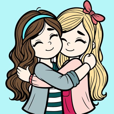 2 girls hugging