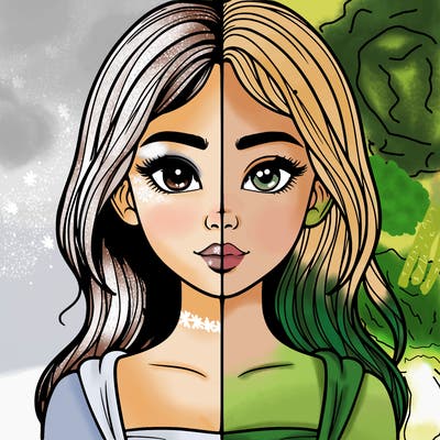 realistic girl, split