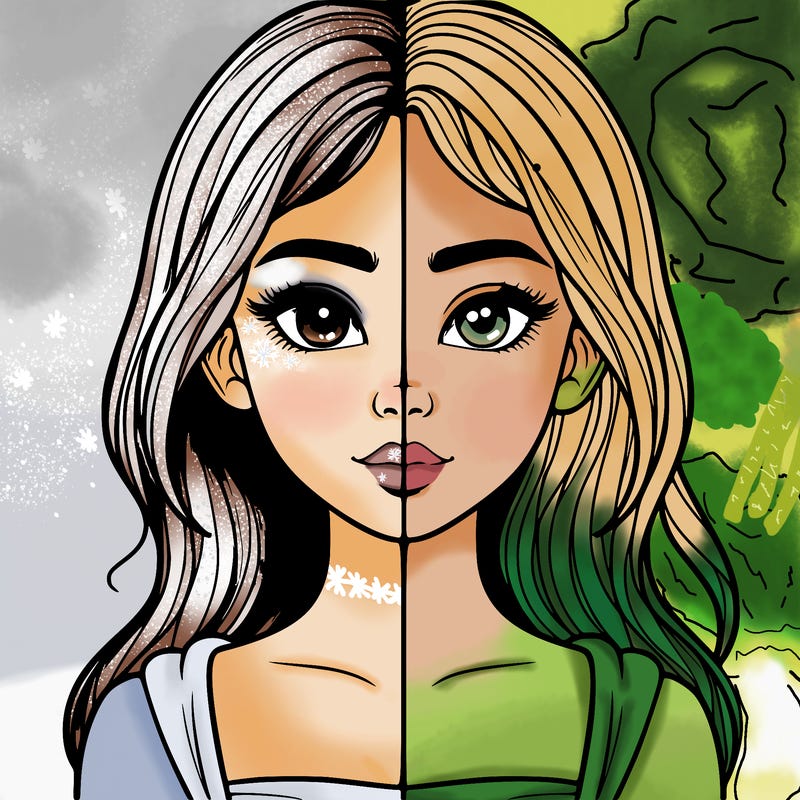 realistic girl, split