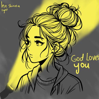 realistic teenage girl with a messy bun