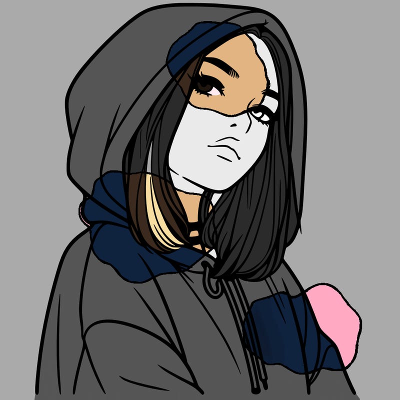 a realistic girl in a hoodie