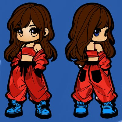 girl in crop top and baggy pants