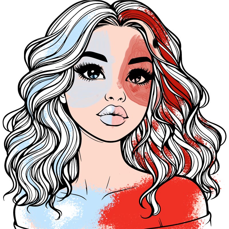 realistic girl with wavy hair and lips