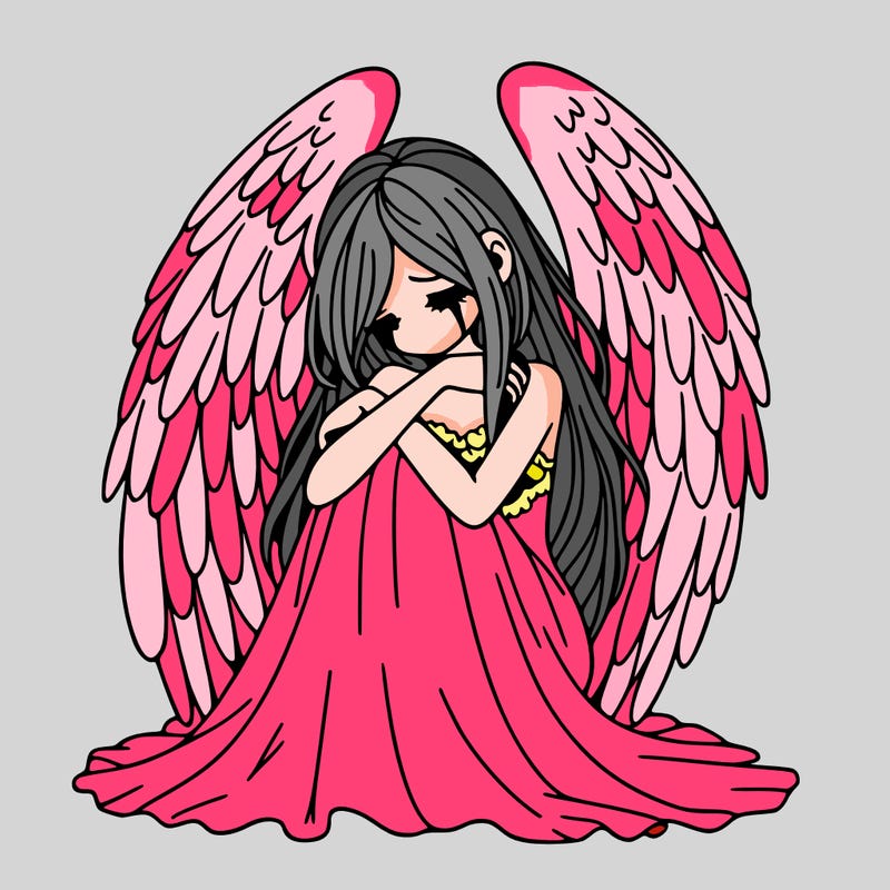 ethereal girl in grief, lonely and heartbroken