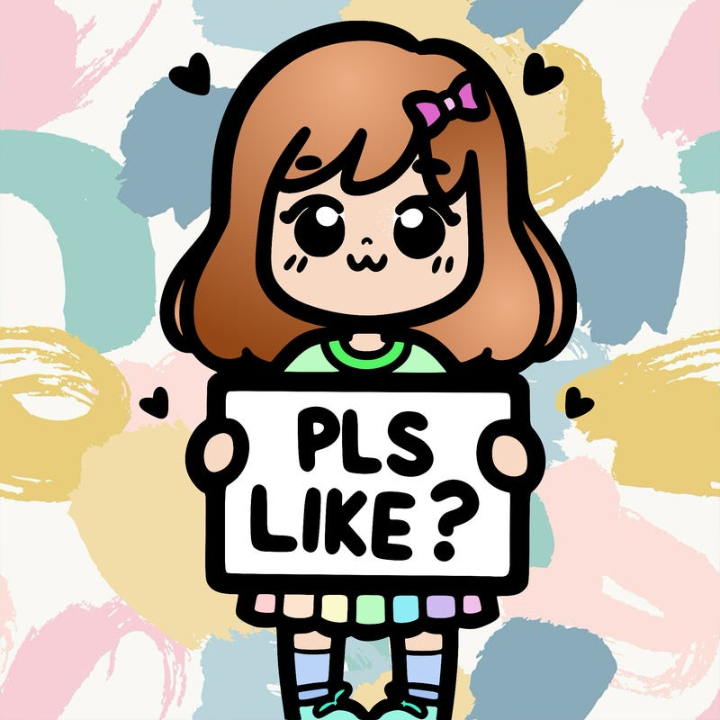 girl holding sign saying pls like?