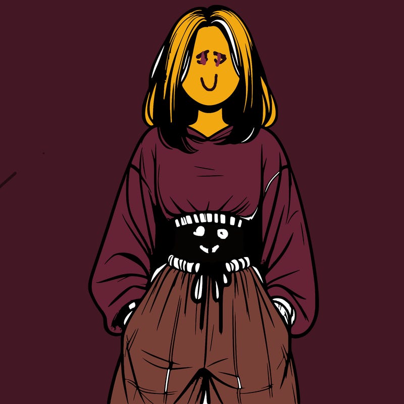 realistic girl faceless with baggy pants and a crop top