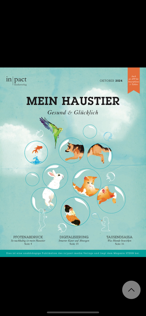inpact media Verlag - Magazine cover of Mein Haustier by inpact media Verlag featuring various pets in bubbles