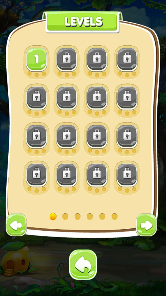 Fruits Legend - Fruits Legend mobile game level selection screen showing locked levels and the first unlocked level