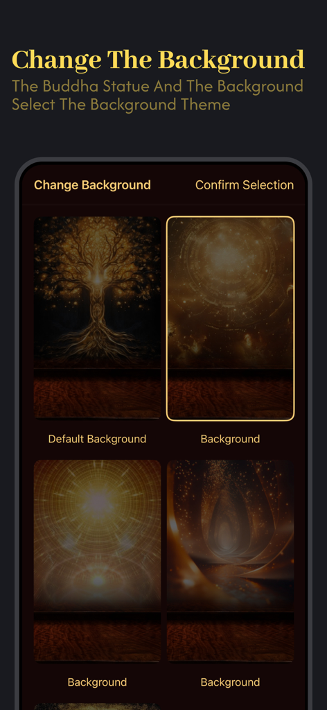 Buddhist Prayer - ePrayer - Customizing the spiritual background theme with various golden patterns in the Buddhist Prayer app