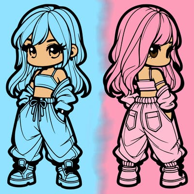 girl in crop top and baggy pants