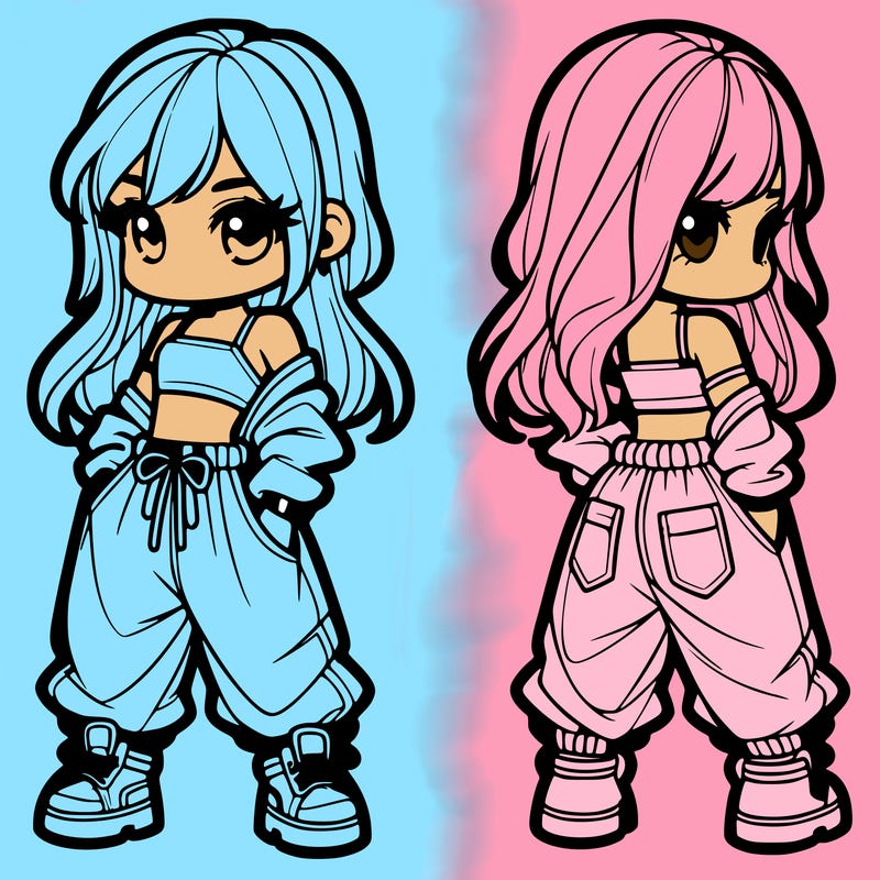 girl in crop top and baggy pants