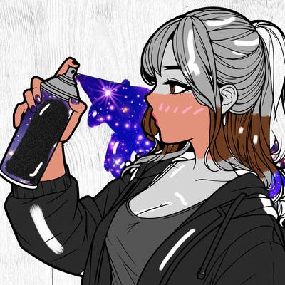 a realistic girl spray, painting