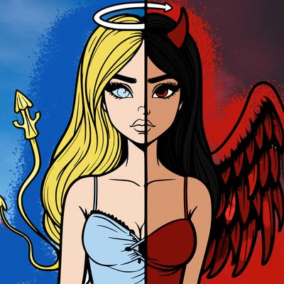 devil vs angel realistic girl