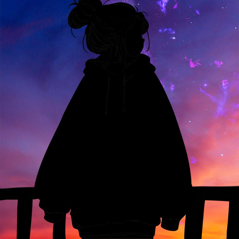 realistic girl with a oversized sweatshirt on and a bun