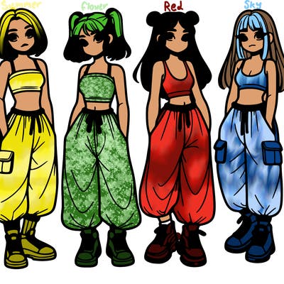 girls with crop top with baggy pants