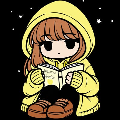 girl in oversized hoodie reading a book
