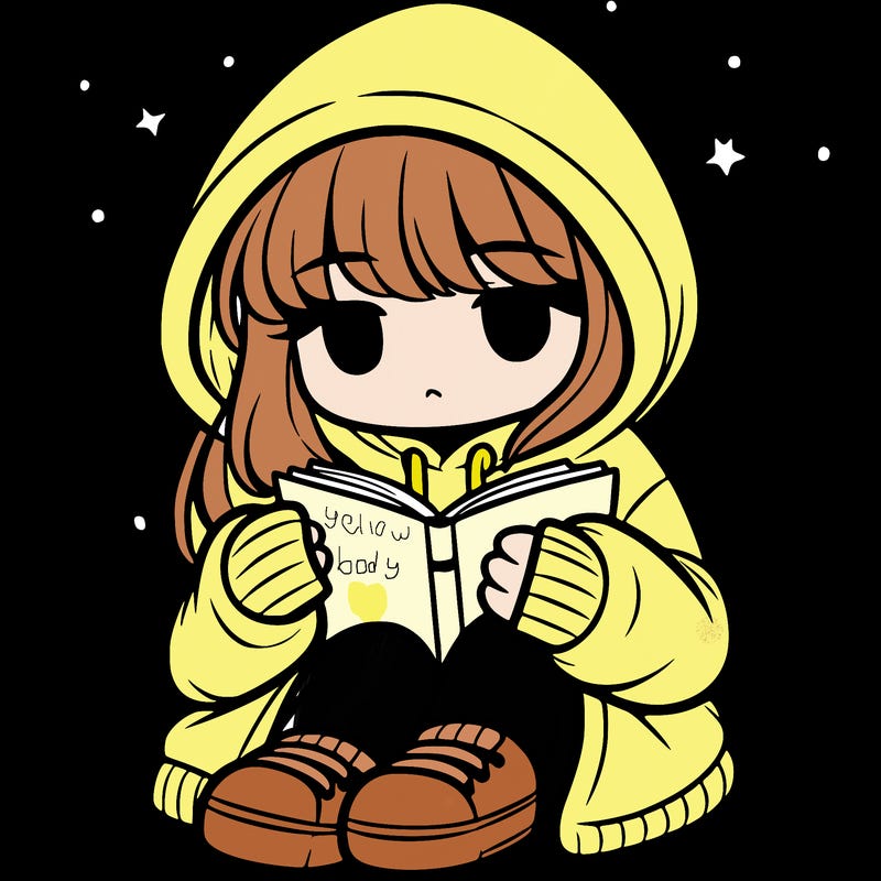 girl in oversized hoodie reading a book