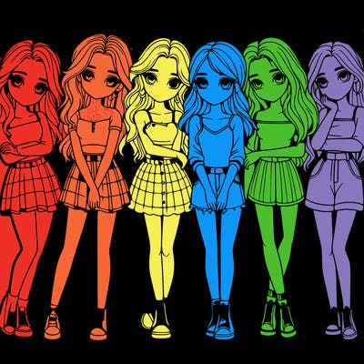 a group of girls realistic