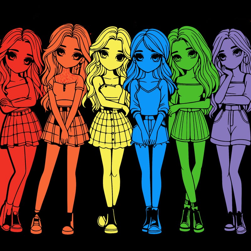 a group of girls realistic